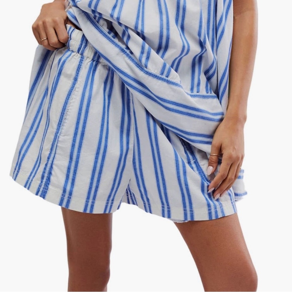 Free People Blue and White Striped Shorts Size Small